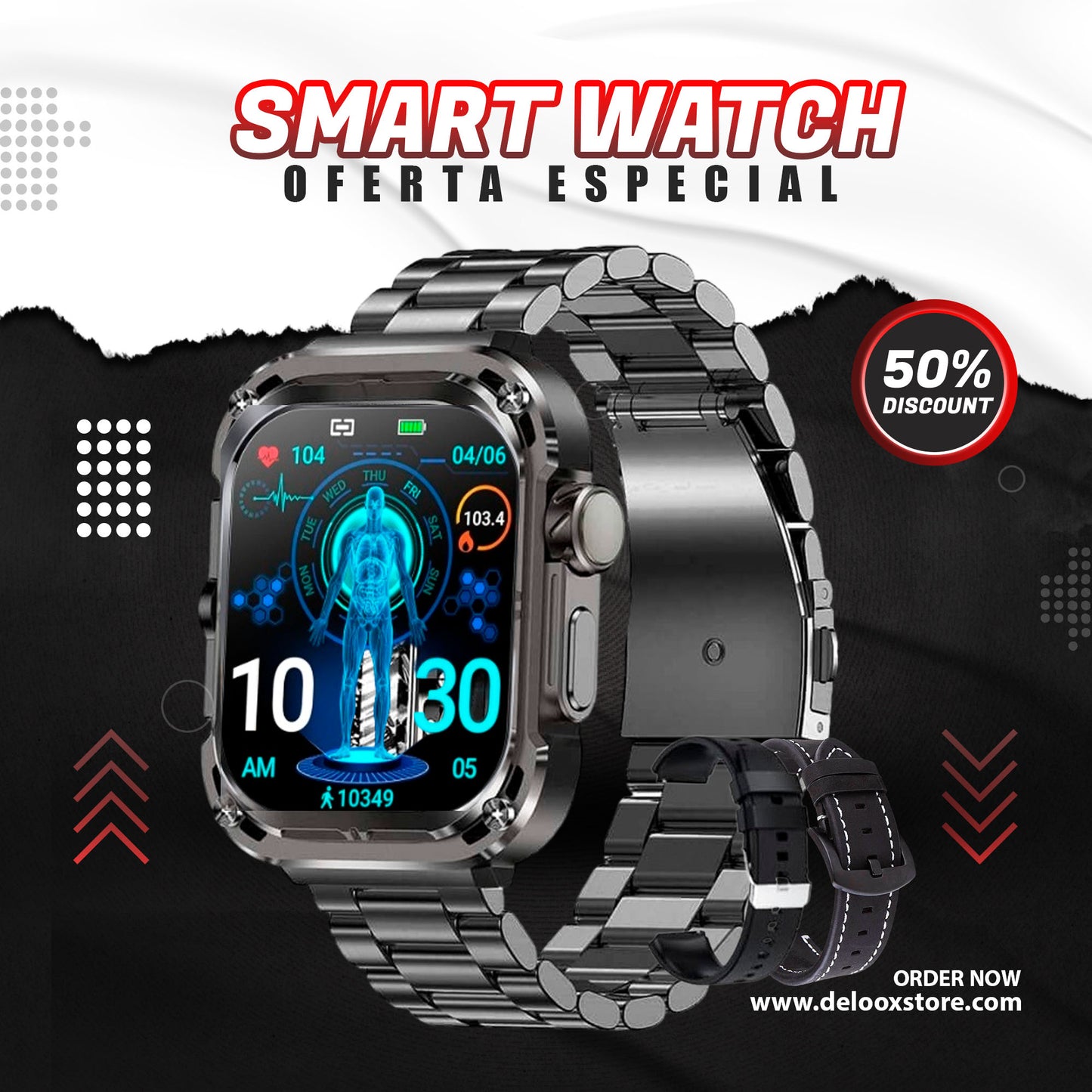 SMARTWATCH MILITARY ELEGANT ULTRA + 2 CORREAS🎁🎁