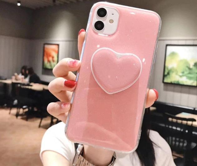 CASE CORAZON GLITTER + POPSOCKET