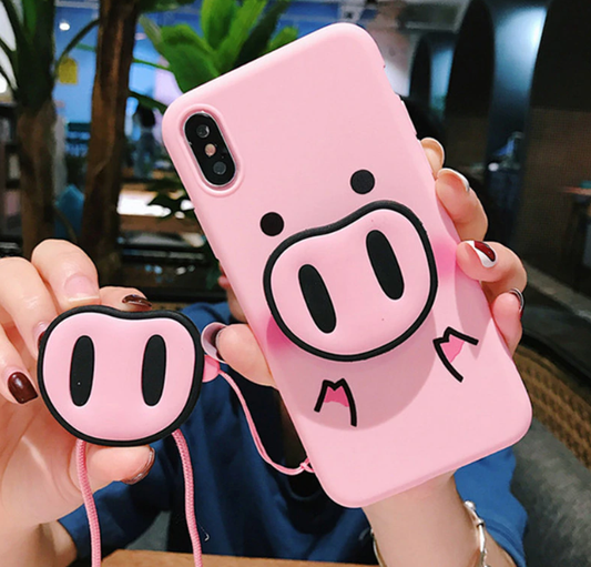 CASE PIG LOVE + NARIZ POPSOCKET +COLGADOR